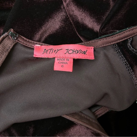 VTG BETSEY JOHNSON Velvet Embellished Peter Pan Collar Dress Size 6 - Picture 11 of 15